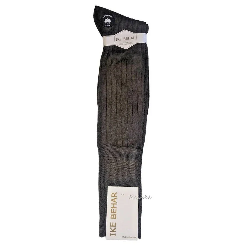 Ike Behar Mens Over the Calf Knee Dress Socks Brown Portugal Cotton Size 10-13